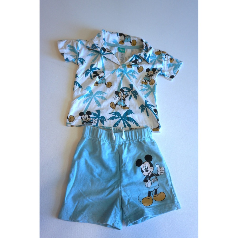 Disney Baby Mickey Mouse Tropical Palm Tree Polo Shirt and Shorts Set 12M
